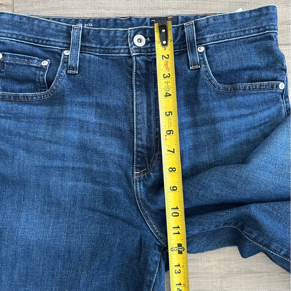 AG Adriano Goldschmied The Etta High Rise Crop Two Tone Raw Hem Wide Leg 32 Blue - Picture 9 of 10